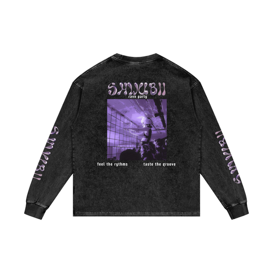 T-shirt manches longues oversized, imprimé Shwubii rave party
