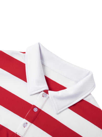 Polo à rayure imprimé S et Shwubii - rouge/blanc
