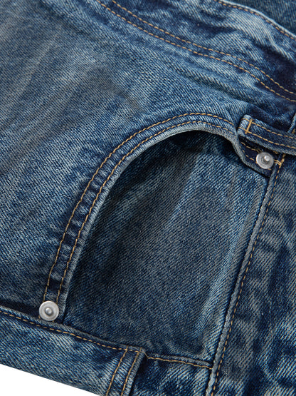 Jeans denim vintage imprimé Shwubii bulldogs