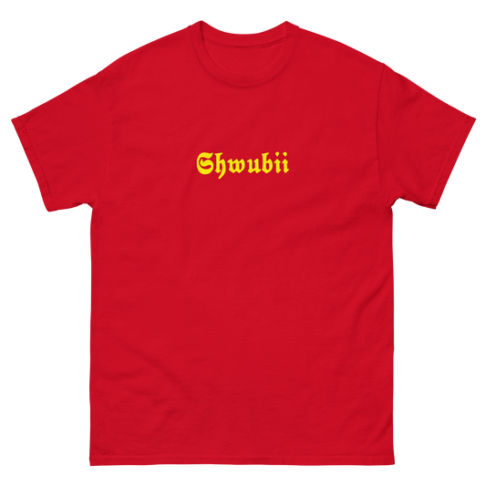 t-shirt Shwubii broderie jaune - rouge 