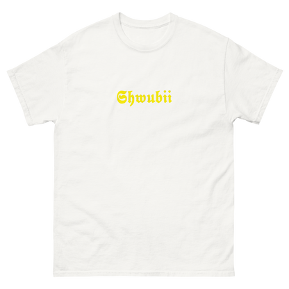 t-shirt Shwubii broderie jaune - blanc 